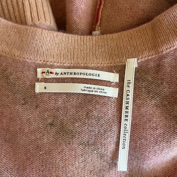 A by Anthropologie Size S The Cashmere Collection Sweater Pink Tie Dye - Picture 2 of 8